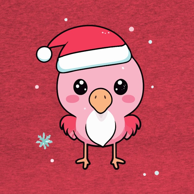 Kawaii Christmas Flamingo - Adorable Holiday Delight for Flamingo Lovers by Rishirt